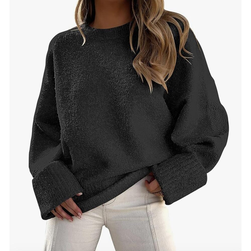 anrabess‎ womens oversized crewneck long sleeve knit Sweater